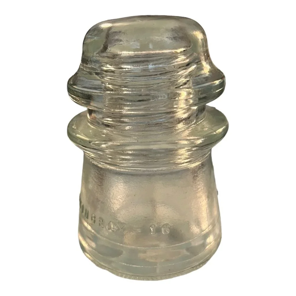 Antique Hemingray 16 Clear Glass Electric Pole Insulator  3"x4" Made USA - Picture 4 of 8